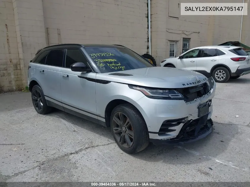 SALYL2EX0KA795147 2019 Land Rover Range Rover Velar P250 R-Dynamic Se