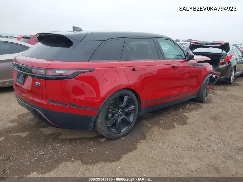 SALYB2EV0KA794923 2019 Land Rover Range Rover Velar P340 S/P380 S