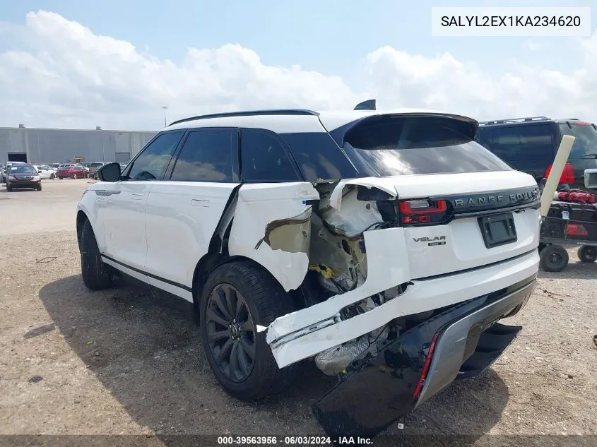 SALYL2EX1KA234620 2019 Land Rover Range Rover Velar P250 R-Dynamic Se