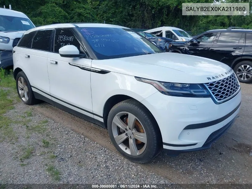 SALYB2EX0KA211980 2019 Land Rover Range Rover Velar P250 S