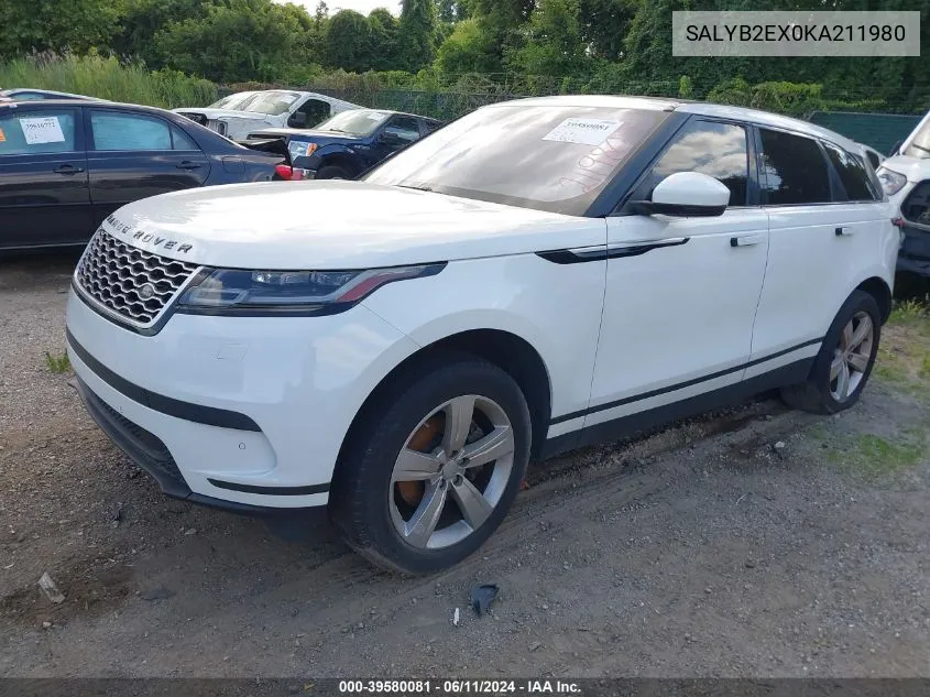 SALYB2EX0KA211980 2019 Land Rover Range Rover Velar P250 S