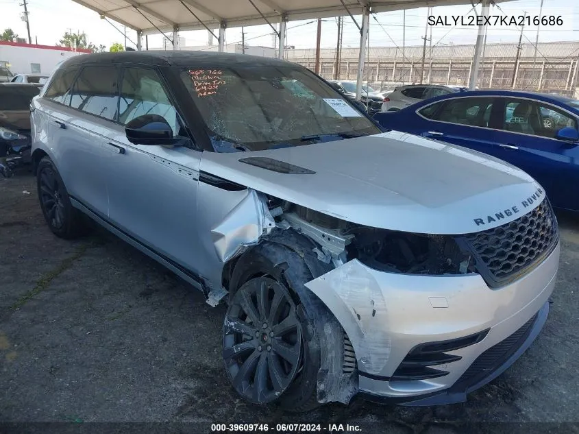 2019 Land Rover Range Rover Velar P250 R-Dynamic Se VIN: SALYL2EX7KA216686 Lot: 39609746