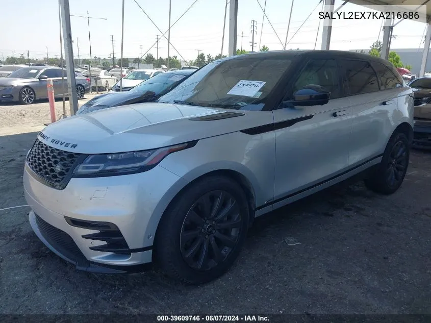 SALYL2EX7KA216686 2019 Land Rover Range Rover Velar P250 R-Dynamic Se