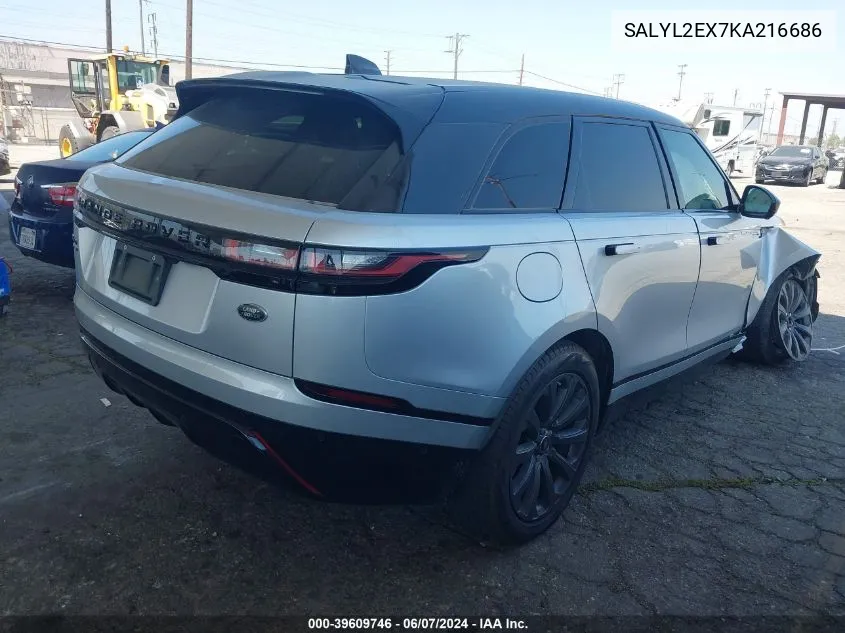 2019 Land Rover Range Rover Velar P250 R-Dynamic Se VIN: SALYL2EX7KA216686 Lot: 39609746