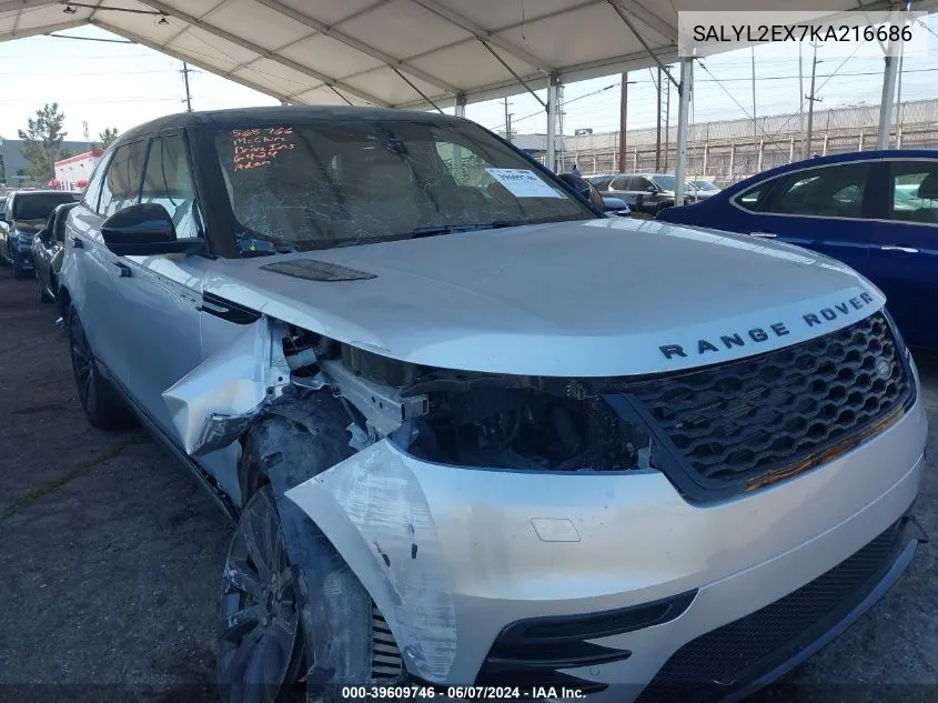 SALYL2EX7KA216686 2019 Land Rover Range Rover Velar P250 R-Dynamic Se