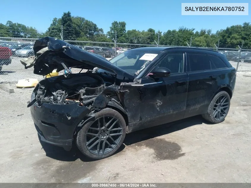 SALYB2EN6KA780752 2019 Land Rover Range Rover Velar D180 S