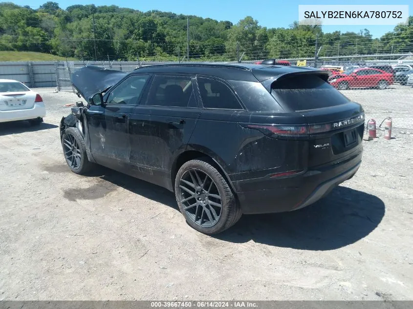 2019 Land Rover Range Rover Velar D180 S VIN: SALYB2EN6KA780752 Lot: 39667450