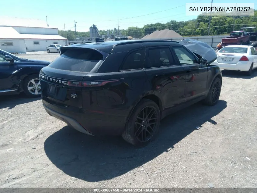 2019 Land Rover Range Rover Velar D180 S VIN: SALYB2EN6KA780752 Lot: 39667450