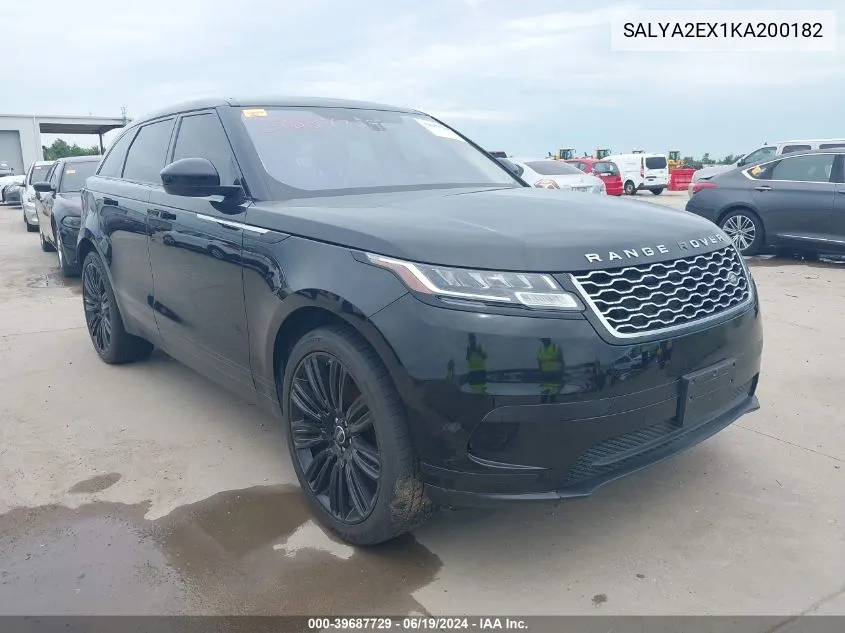 2019 Land Rover Range Rover Velar P250 VIN: SALYA2EX1KA200182 Lot: 39687729