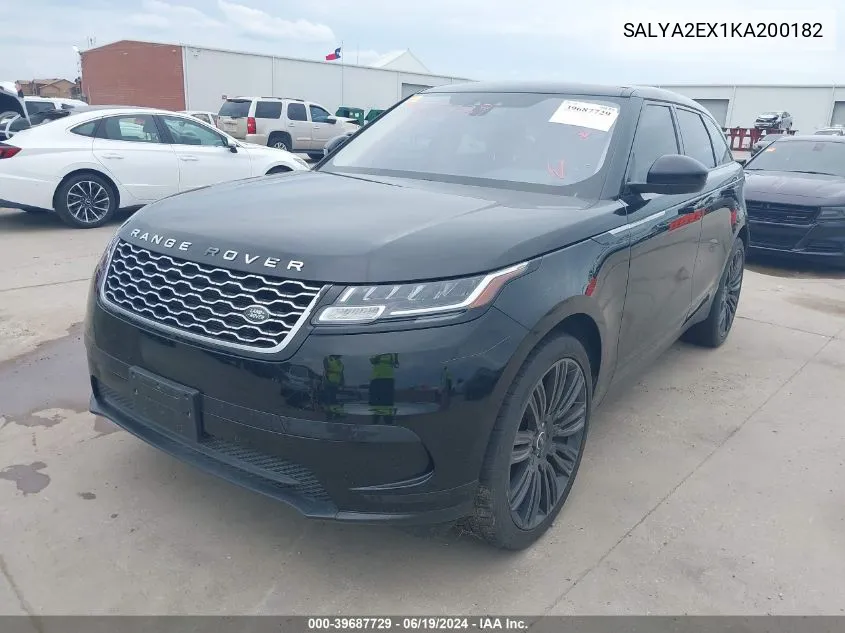 2019 Land Rover Range Rover Velar P250 VIN: SALYA2EX1KA200182 Lot: 39687729