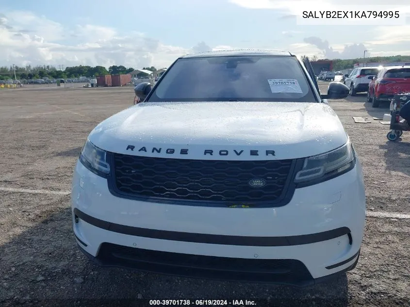 SALYB2EX1KA794995 2019 Land Rover Range Rover Velar P250 S