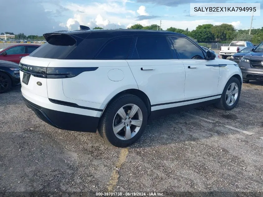 2019 Land Rover Range Rover Velar P250 S VIN: SALYB2EX1KA794995 Lot: 39701738