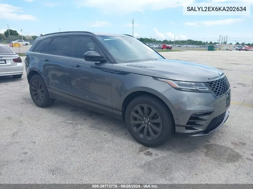 2019 Land Rover Range Rover Velar P250 R-Dynamic Se VIN: SALYL2EX6KA202634 Lot: 39773776