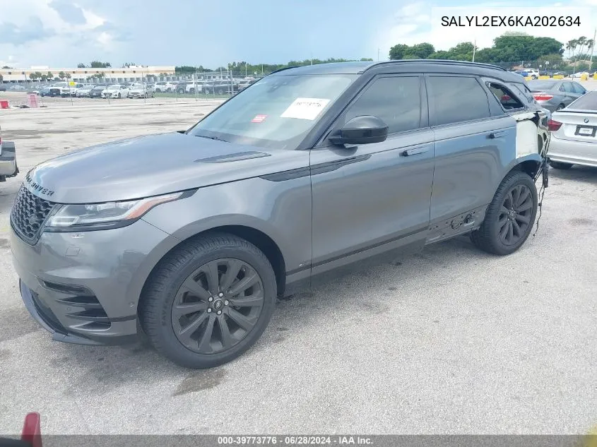 SALYL2EX6KA202634 2019 Land Rover Range Rover Velar P250 R-Dynamic Se