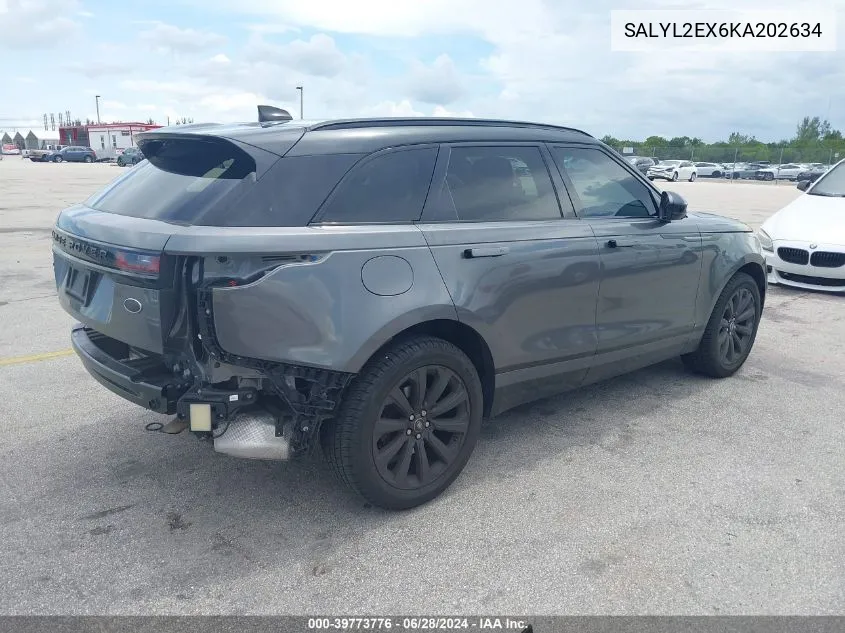 SALYL2EX6KA202634 2019 Land Rover Range Rover Velar P250 R-Dynamic Se