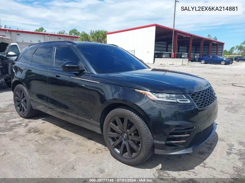 2019 Land Rover Range Rover Velar P250 R-Dynamic Se VIN: SALYL2EX6KA214881 Lot: 39777149