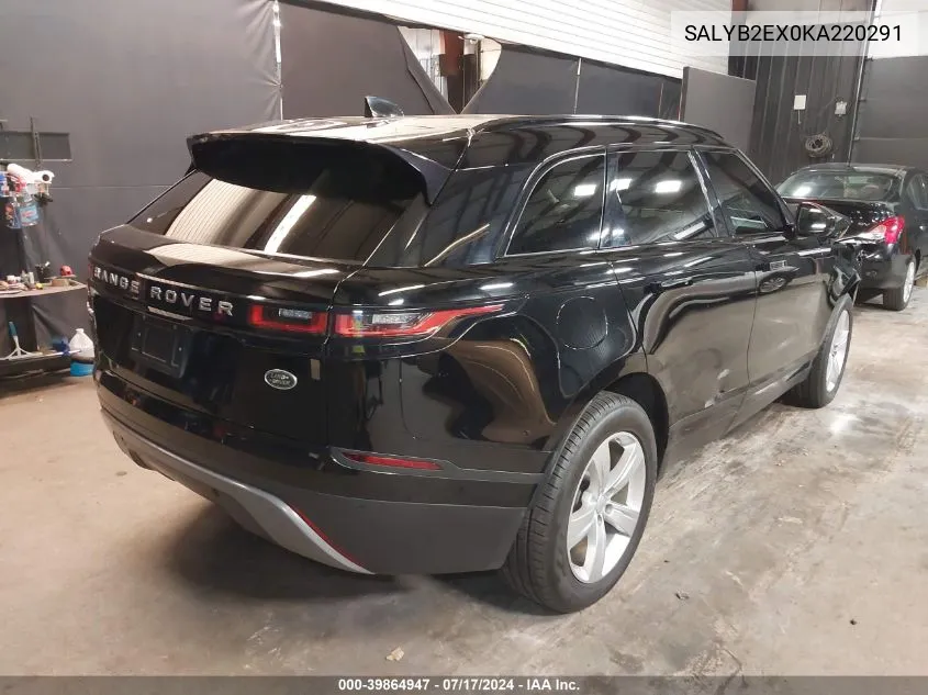 2019 Land Rover Range Rover Velar P250 S VIN: SALYB2EX0KA220291 Lot: 39864947