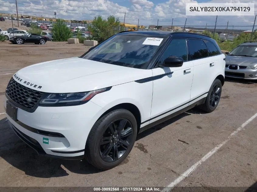 SALYB2EX0KA794129 2019 Land Rover Range Rover Velar P250 S