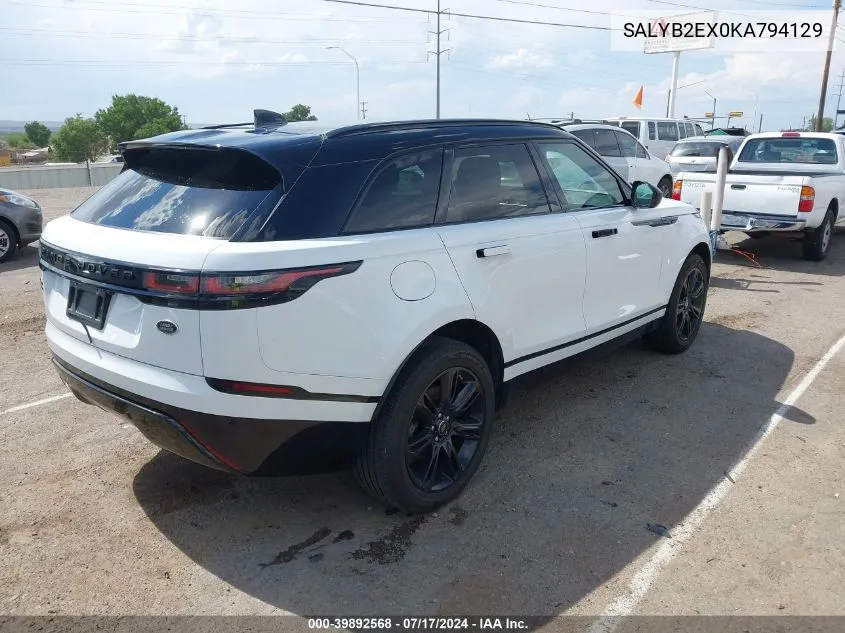 2019 Land Rover Range Rover Velar P250 S VIN: SALYB2EX0KA794129 Lot: 39892568