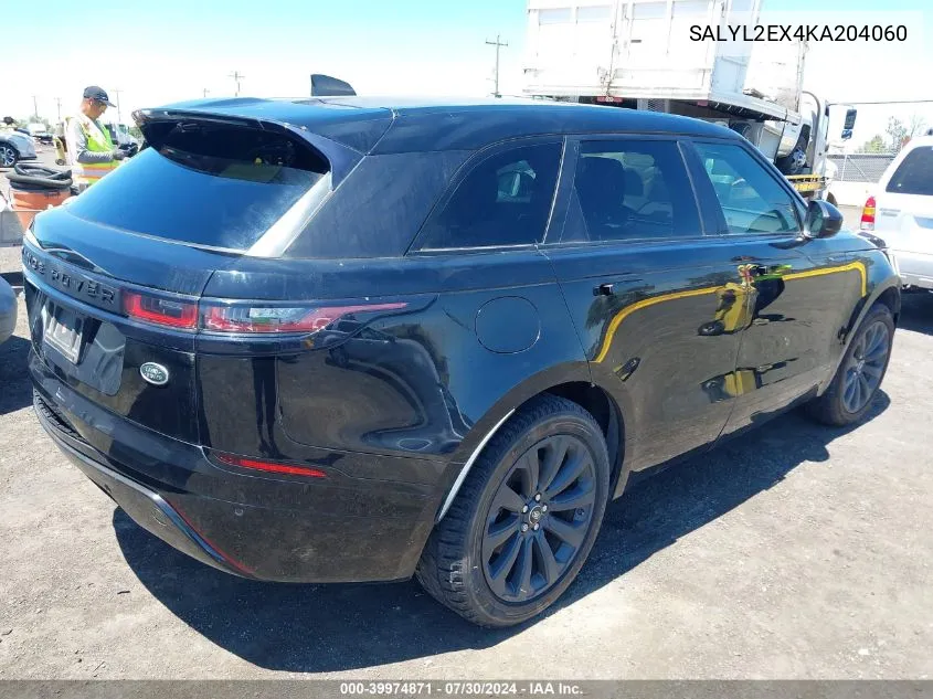 2019 Land Rover Range Rover Velar P250 R-Dynamic Se VIN: SALYL2EX4KA204060 Lot: 39974871