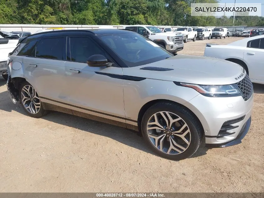 SALYL2EX4KA220470 2019 Land Rover Range Rover Velar P250 R-Dynamic Se