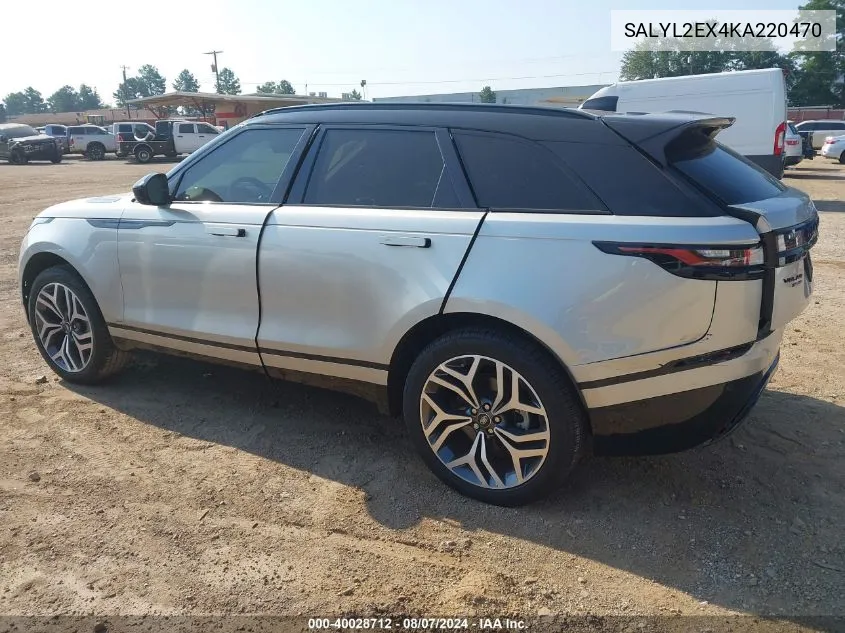 2019 Land Rover Range Rover Velar P250 R-Dynamic Se VIN: SALYL2EX4KA220470 Lot: 40028712