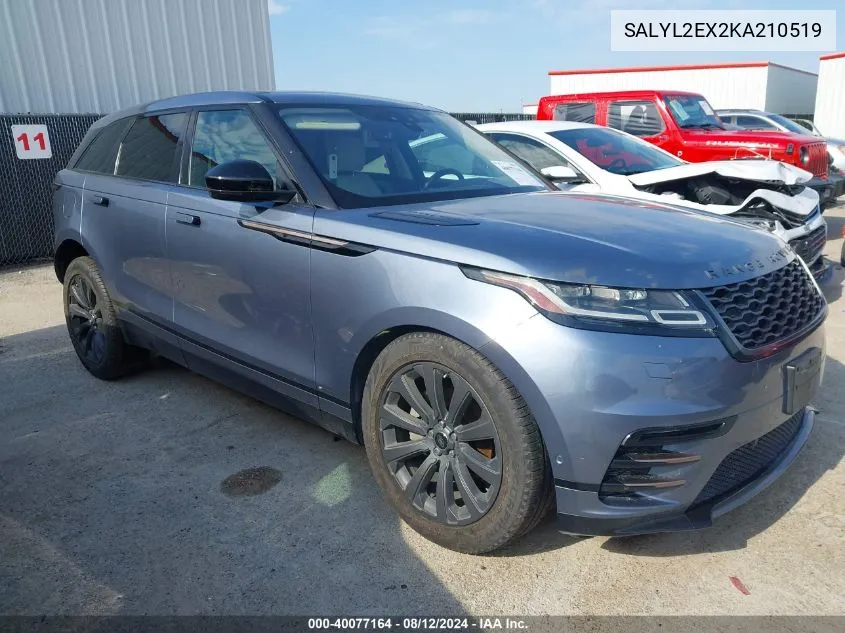 SALYL2EX2KA210519 2019 Land Rover Range Rover Velar R-Dynamic Se