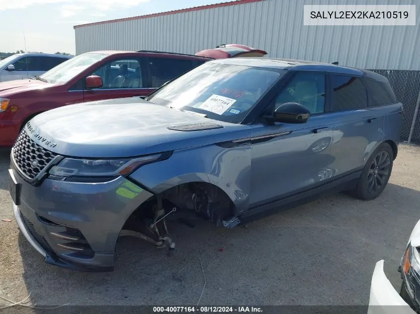 SALYL2EX2KA210519 2019 Land Rover Range Rover Velar R-Dynamic Se