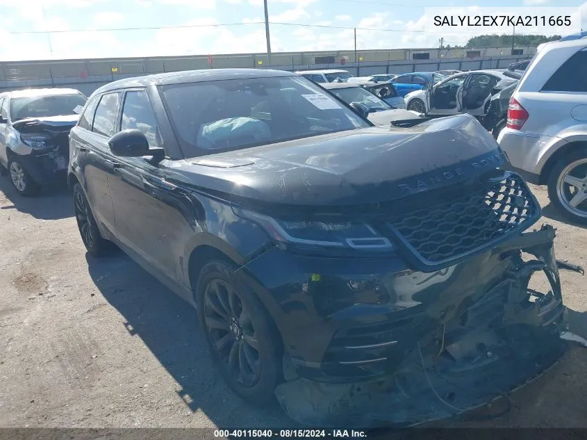 SALYL2EX7KA211665 2019 Land Rover Range Rover Velar P250 R-Dynamic Se