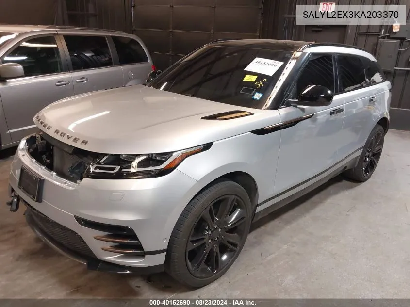 SALYL2EX3KA203370 2019 Land Rover Range Rover Velar P250 R-Dynamic Se