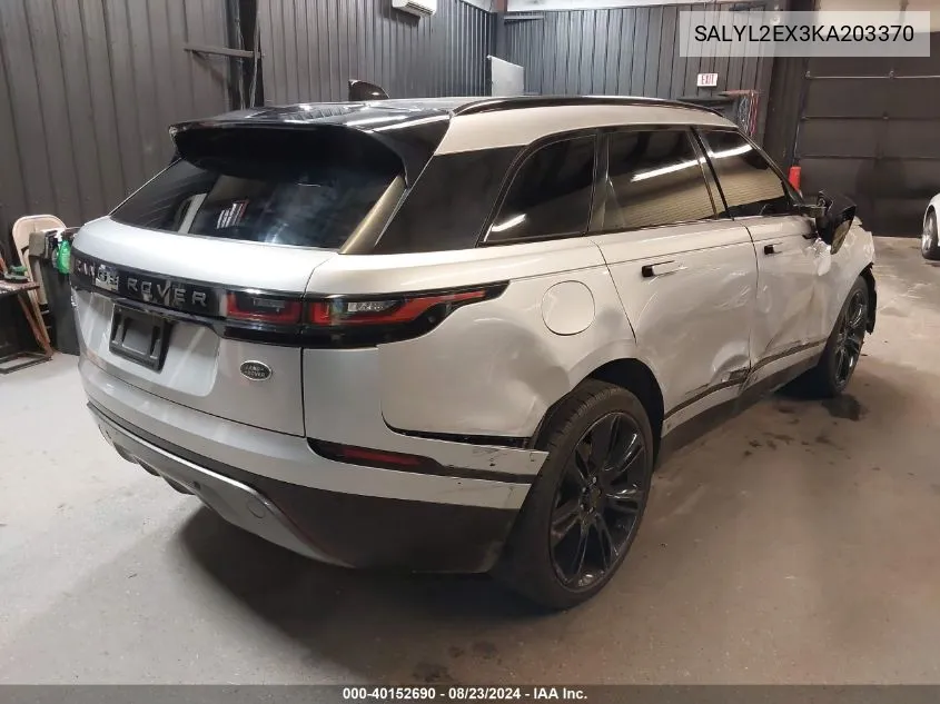 SALYL2EX3KA203370 2019 Land Rover Range Rover Velar P250 R-Dynamic Se