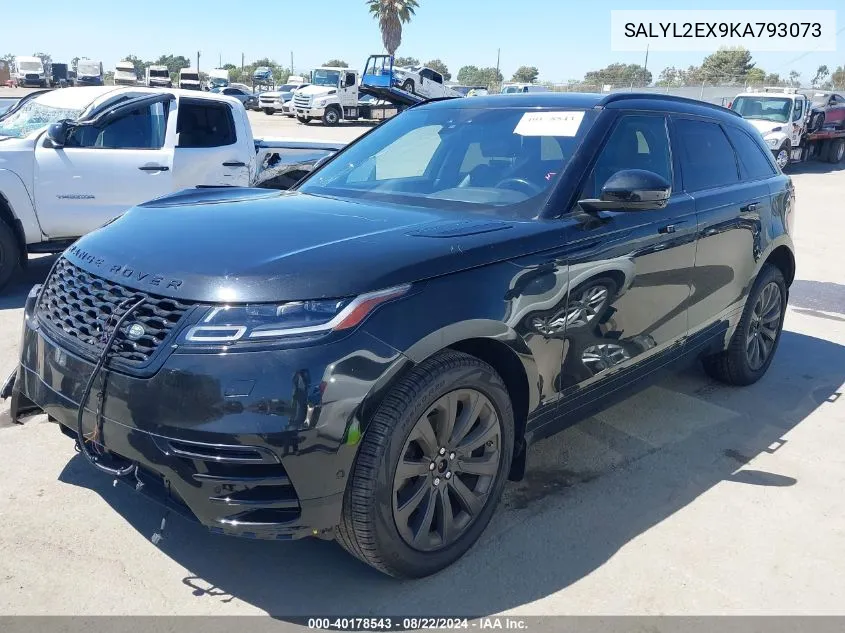 2019 Land Rover Range Rover Velar P250 R-Dynamic Se VIN: SALYL2EX9KA793073 Lot: 40178543