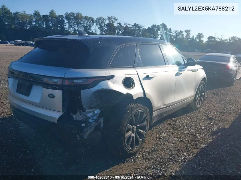 2019 Land Rover Range Rover Velar R-Dynamic Se VIN: SALYL2EX5KA788212 Lot: 40202610