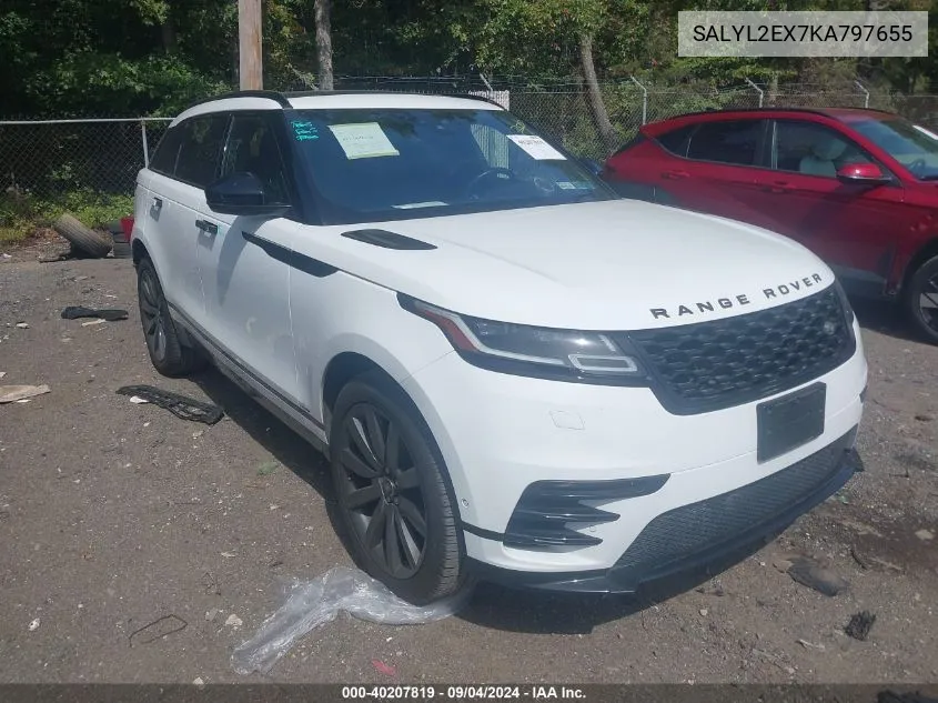 2019 Land Rover Range Rover Velar P250 R-Dynamic Se VIN: SALYL2EX7KA797655 Lot: 40207819