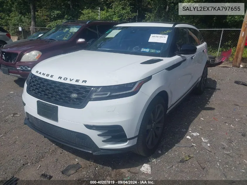 SALYL2EX7KA797655 2019 Land Rover Range Rover Velar P250 R-Dynamic Se