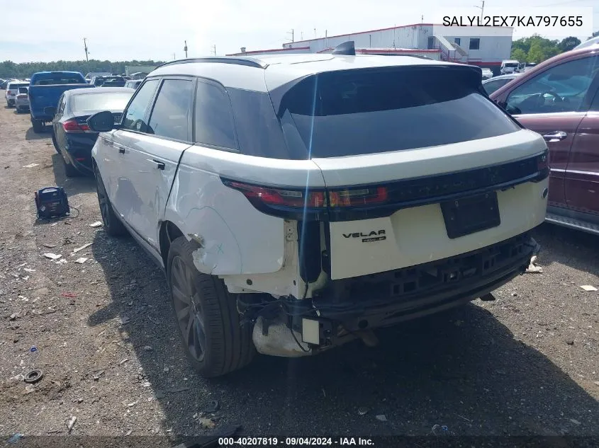 SALYL2EX7KA797655 2019 Land Rover Range Rover Velar P250 R-Dynamic Se