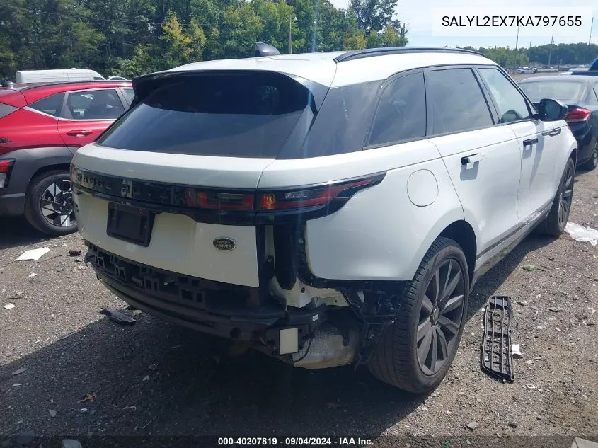 2019 Land Rover Range Rover Velar P250 R-Dynamic Se VIN: SALYL2EX7KA797655 Lot: 40207819