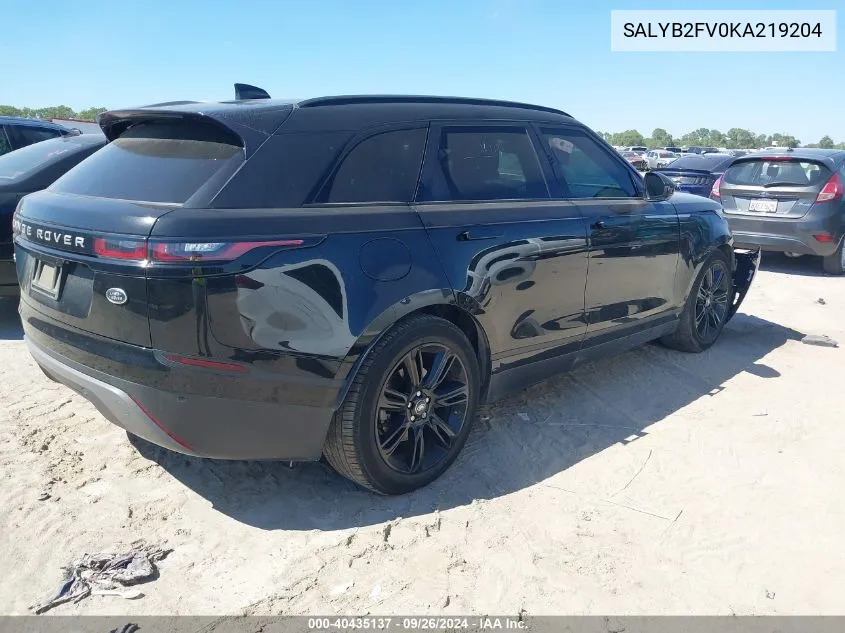 2019 Land Rover Range Rover Velar S VIN: SALYB2FV0KA219204 Lot: 40435137