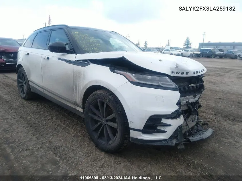 SALYK2FX3LA259182 2020 Land Rover Range Rover Velar