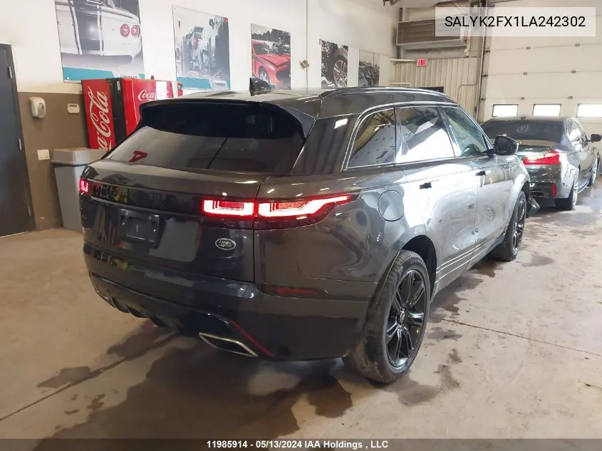 2020 Land Rover Range Rover Velar VIN: SALYK2FX1LA242302 Lot: 11985914