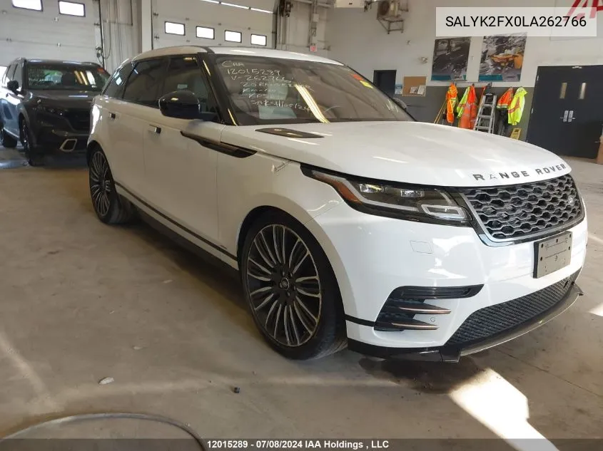 2020 Land Rover Range Rover Velar VIN: SALYK2FX0LA262766 Lot: 12015289