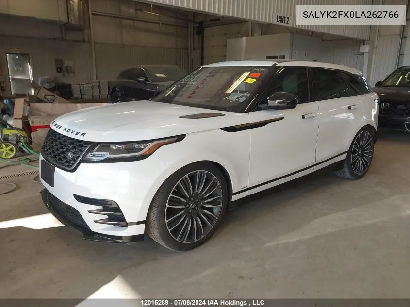 2020 Land Rover Range Rover Velar VIN: SALYK2FX0LA262766 Lot: 12015289