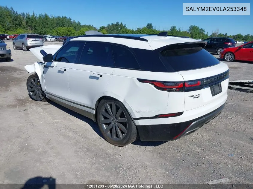 2020 Land Rover Range Rover Velar VIN: SALYM2EV0LA253348 Lot: 12031203