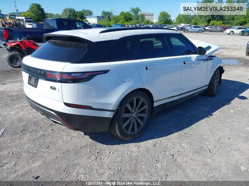 2020 Land Rover Range Rover Velar VIN: SALYM2EV0LA253348 Lot: 12031203