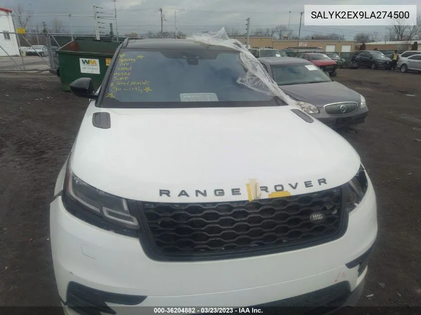 2020 Land Rover Range Rover Velar P250 R-Dynamic S VIN: SALYK2EX9LA274500 Lot: 36204882