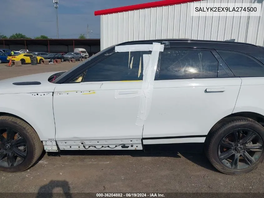 2020 Land Rover Range Rover Velar P250 R-Dynamic S VIN: SALYK2EX9LA274500 Lot: 36204882