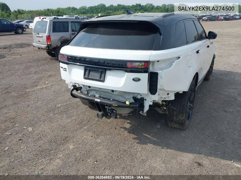 2020 Land Rover Range Rover Velar P250 R-Dynamic S VIN: SALYK2EX9LA274500 Lot: 36204882