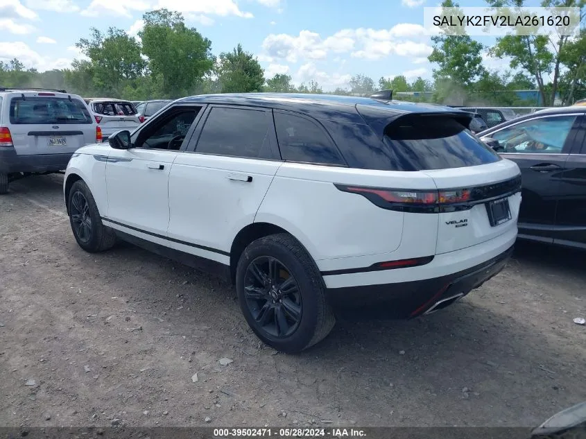 2020 Land Rover Range Rover Velar P340 R-Dynamic S VIN: SALYK2FV2LA261620 Lot: 39502471