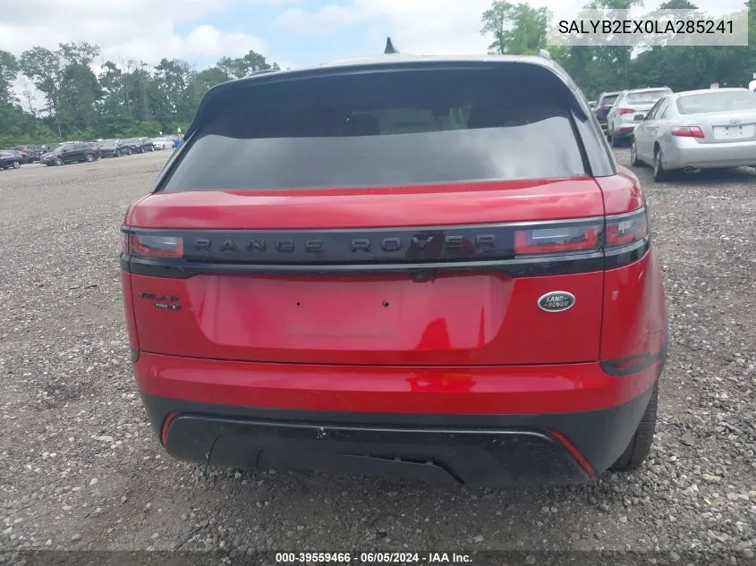 2020 Land Rover Range Rover Velar P250 S VIN: SALYB2EX0LA285241 Lot: 39559466