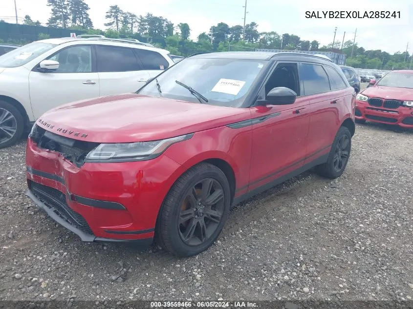 SALYB2EX0LA285241 2020 Land Rover Range Rover Velar P250 S